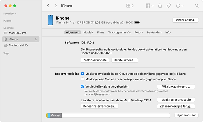 Overzicht instellingen iPhone