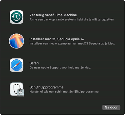 macOS Recovery scherm