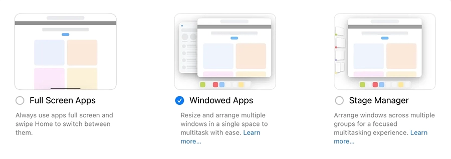 De drie verschillende modi