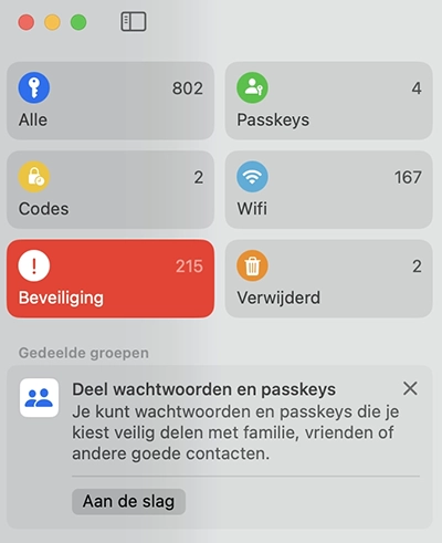 Categorieën in de Wachtwoorden-App