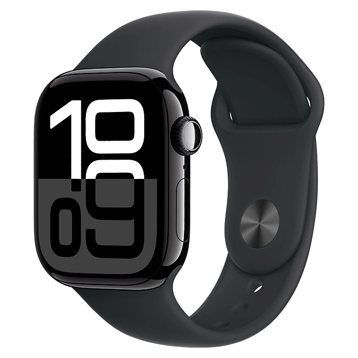 Apple Watch Series 10 GPS 46mm Jet Black Aluminium Case with Black Sport Band S M Nieuw Upgreatest