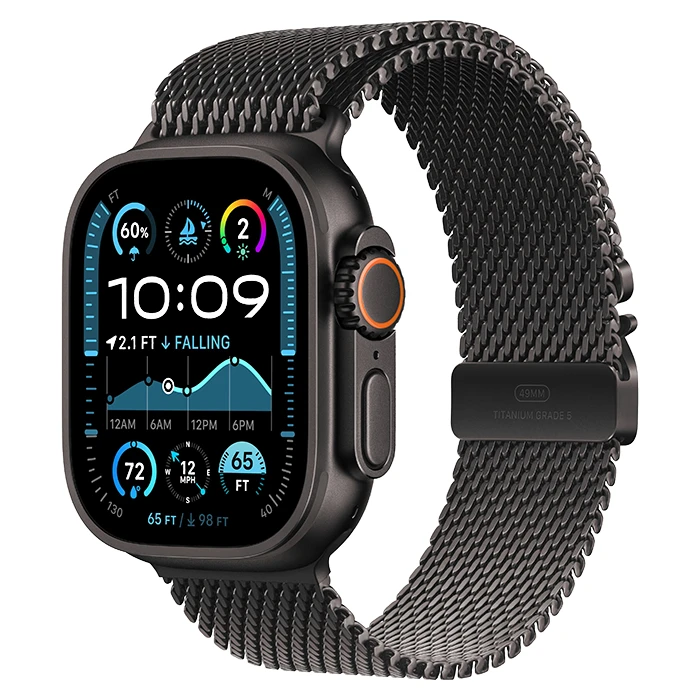 Apple Watch Ultra 2 GPS Cellular 49mm Black Titanium Case with Black Titanium Milanese Loop S Nieuw Upgreatest