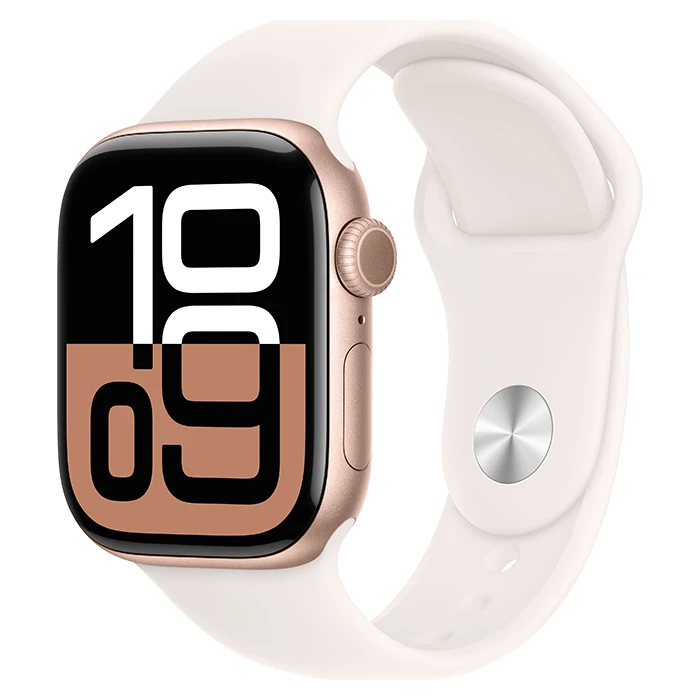 Apple Watch Series 10 GPS 42mm Rose Gold Aluminium Case with Light Blush Sport Band S M Nieuw Upgreatest